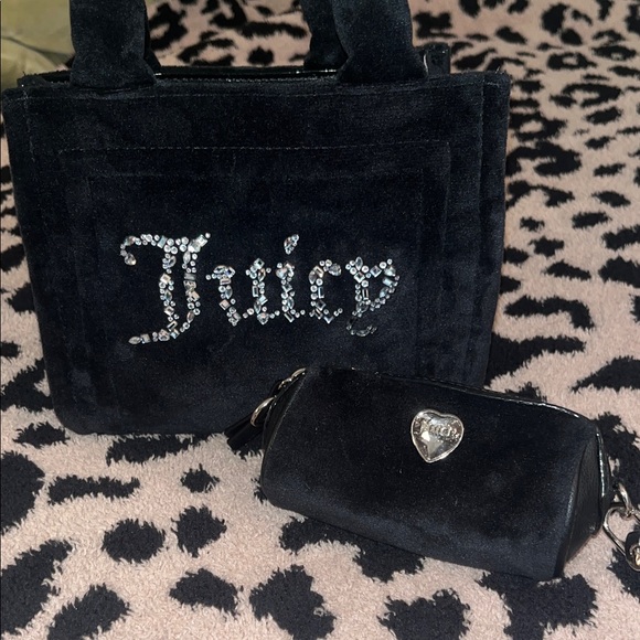 Juicy Couture Handbags - Juicy Couture Black Velvet Tote with Clutch